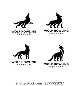 Wolf howling logo symbol-design-vorlage