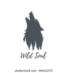 Wolf howling. Logo template. Vector illustration.