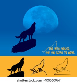 wolf howling at the moon