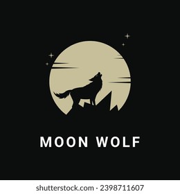 Wolf heult auf Moon Logo Design Ideen