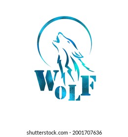 Wolf howling at the moon logo. T-shirt printing. Vector illustration