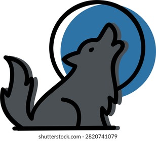 Wolf howling at moon spooky animal