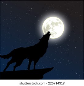 Wolf howling to the moon vector