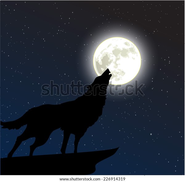 Wolf Howling Moon Vector Stock Vector (Royalty Free) 226914319