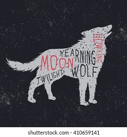 Wolf howling at the moon. Vector illustration
