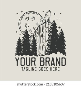 wolf howling on the cliff vintage t shirt design template