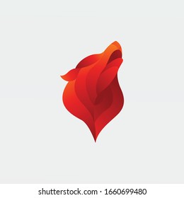 wolf howling red gradient logo template