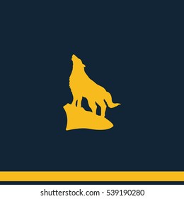 Wolf howling silhouette.