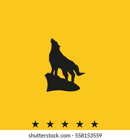 Wolf howling silhouette.