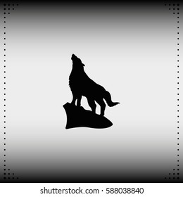 Wolf howling silhouette.