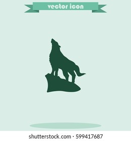 Wolf howling silhouette.