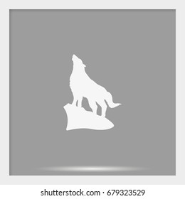 Wolf howling silhouette.