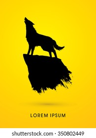 Wolf Howling, Silhouette Graphic Vector.