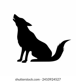 Wolf howling silhouette icon vector. Wolf howling silhouette can be used as icon, symbol or sign. Wolf icon for design related to animal, wildlife or landscape