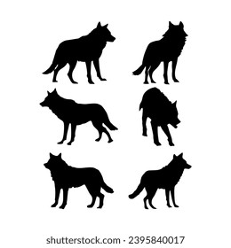 Wolf Howling Silhouette einzeln auf Weiß, Wildtier, Logo mit Wolf, Vektorgrafik