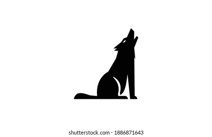 Wolf howling silhouette for logo illustration design
