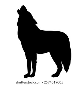 wolf howling silhouette on white background vector