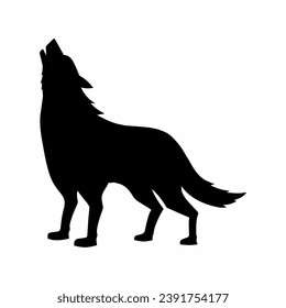 Vector de silueta de aullido de lobo. La silueta de aullidos de lobo puede utilizarse como icono, símbolo o signo. Icono de lobo para diseño relacionado con animales, fauna o paisaje