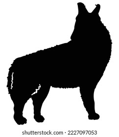 wolf howling silhouettes isolated. Sticker, print or tattoo design vector illustration. Pagan totem, wiccan familiar spirit art.