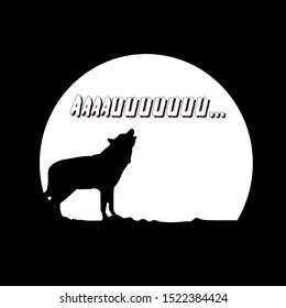 Wolf howling, vector art ilustration