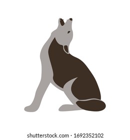 wolf howling, vector illustration, flat style, profile side