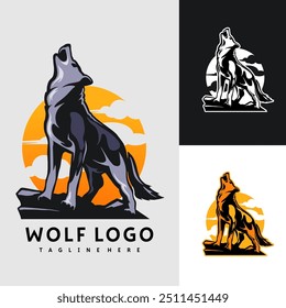 Wolf Howling Vector Logo Design