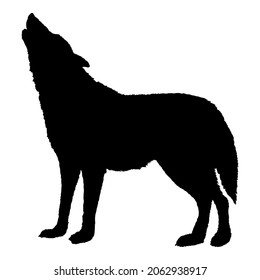 Wolf Howling Vector Silhouette Illustration