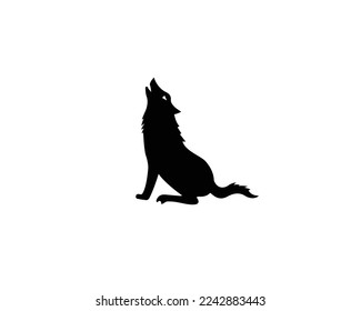 Wolf Howling Vintage Logo Design With Wild Canine Animal Symbol Vector Icon illustration.