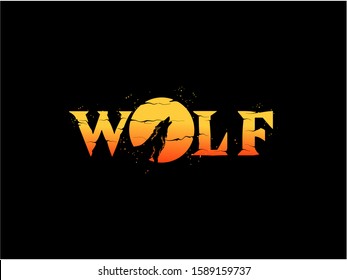 The wolf howls to the moon logo. Howling wolf vector illustration. eps 10.