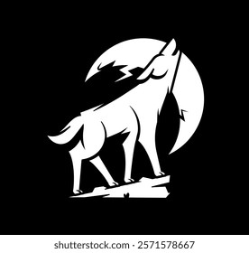 The wolf howls to the moon logo. Vector