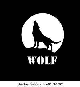 The wolf howls to the moon logo. Vector
