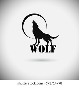 The wolf howls to the moon logo. Vector