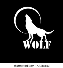 The wolf howls to the moon logo. Vector