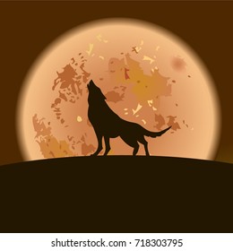 The wolf howls to the moon. Vector