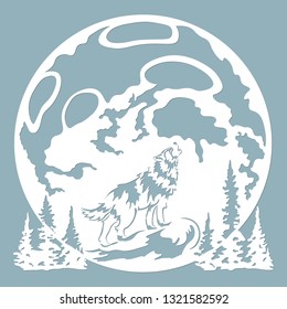 wolf howls at the moon. Vector illustration.  