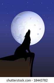 The wolf howls on the moon