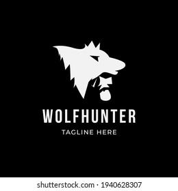 Wolf hunter logo vector icon illustration