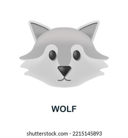 Wolf icon. 3d illustration from animal head collection. Creative Wolf 3d icon for web design, templates, infographics and more