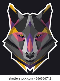 Wolf icon. Abstract triangular style. Vector illustration isolated on white