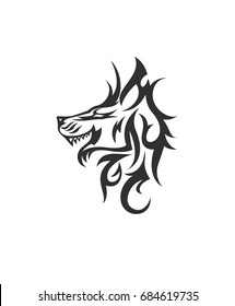 Wolf icon, dragon, fear, fiction, tattoo, vector illustration