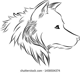 Wolf icon isolated on white background and line art illustration