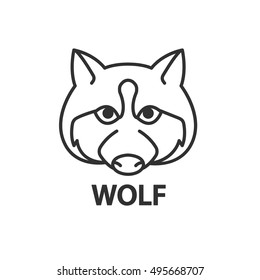 wolf icon, line design. wolf head, vector linear illustration.