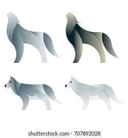 Wolf icon, logo set on white background