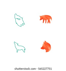 Wolf Icon Logo Vector Set Element