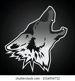 Wolf icon on gray background. Wolf howling good for logos, team mascot, or symbol.