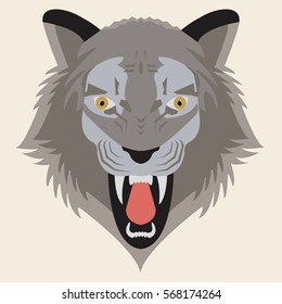wolf icon portrait - vector