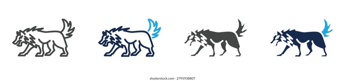 wolf icon set multiple concept