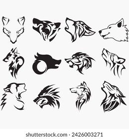 wolf icon set vector illustration