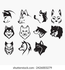wolf icon set vector illustration