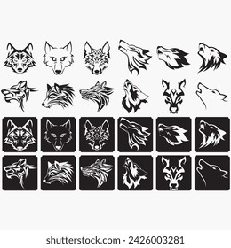wolf icon set vector illustration